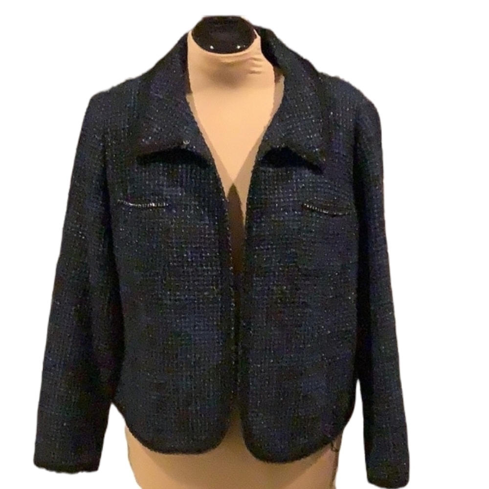 Vex Collection blue tweed suit jacket size 44
